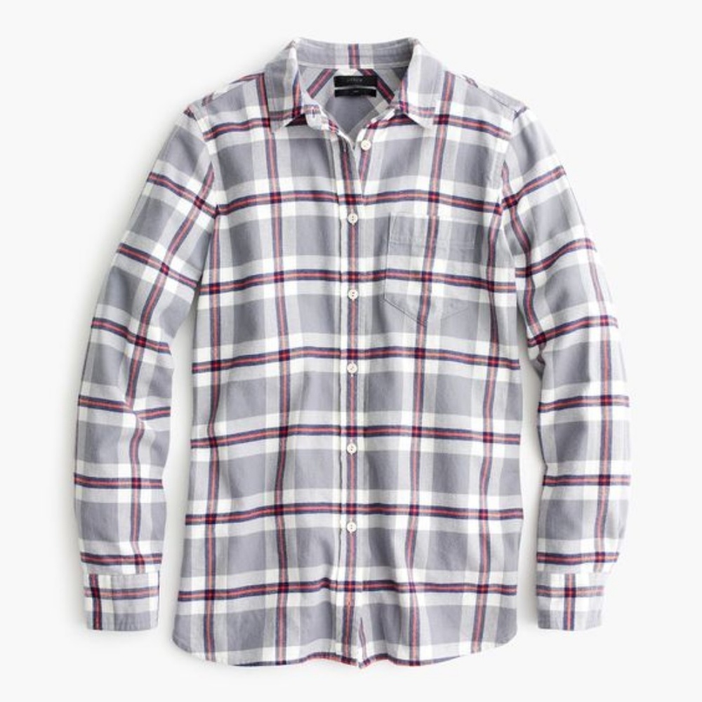 NEW Jcrew Grey Plaid Flannel Cotton Boy Shirt
